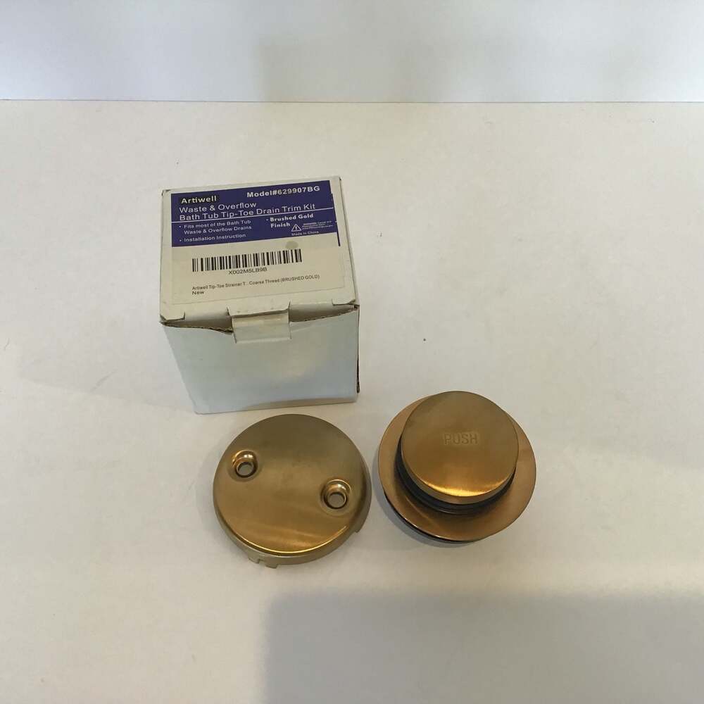 Bath Tub Tip-Toe Drain Trim Kit Model 629907BG, Brushed Gold